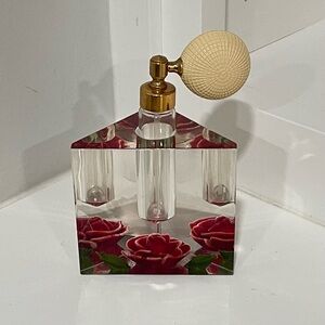 Vintage 1960’s Bircraft Perfume Atomizer Hand Carved Lucite Rose Base Vanity